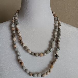 African Imfibinga "Onion" Seed Bead Necklace Natural Pearl-Like Tone Ethnic